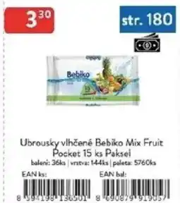 Qanto Ubrousky vlhčené Bebiko Mix Fruit Pocket Paksel nabídka
