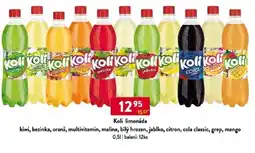 Qanto Koli limonáda kiwi, bezinka, oranž, multivitamin, malina, bílý hrozen, jablko, citron, cola classic, grep, mango nabídka