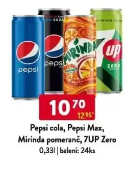 Qanto Pepsi cola, Pepsi Max, Mirinda pomeranč, 7UP Zero nabídka