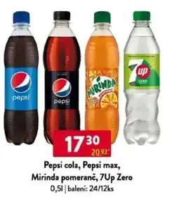 Qanto Pepsi cola, Pepsi max, Mirinda pomeranč, 7Up Zero nabídka