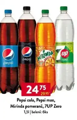 Qanto Pepsi cola, Pepsi max, Mirinda pomeranč, 7UP Zero nabídka