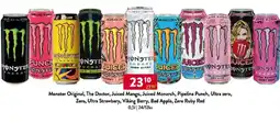 Qanto Monster Original, The Doctor, Juiced Mango, Juiced Monarch, Pipeline Punch, Ultra zero, Zero, Ultra Strawbery nabídka