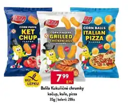 Qanto Balila Kukuřičné chrumky kečup, kuře, pizza nabídka