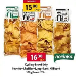 Qanto Cyrilovy brambůrky česnekové, hořčicové, paprikové, hříbkové nabídka