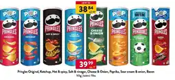 Qanto Pringles Original, Ketchup, Hot & spicy, Salt & vinegar, Cheese & Onion, Paprika, Sour cream & onion, Bacon nabídka