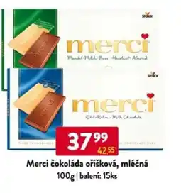 Qanto Merci čokoláda oříšková, mléčná nabídka