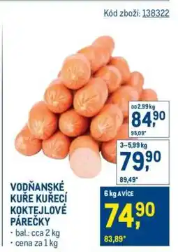 Makro VODŇANSKÉ KUŘE KUŘECÍ KOKTEJLOVÉ PÁREČKY nabídka