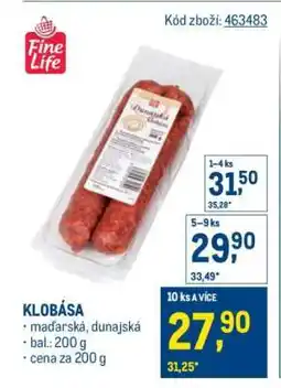 Makro klobása nabídka