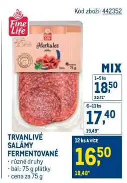 Makro TRVANLIVÉ SALÁMY FERMENTOVANÉ nabídka