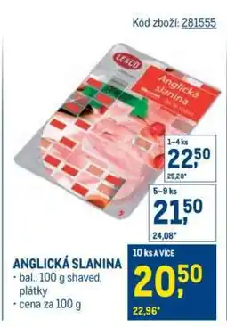 Makro Anglická slanina nabídka