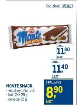 Makro Monte snack nabídka