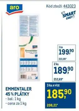 Makro EMMENTALER 45 % PLÁTKY nabídka