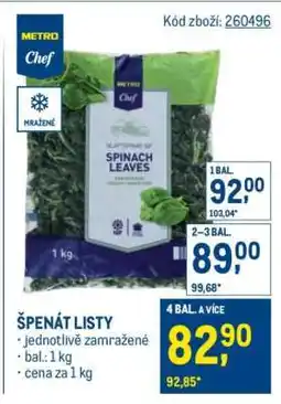 Makro Špenát listy nabídka