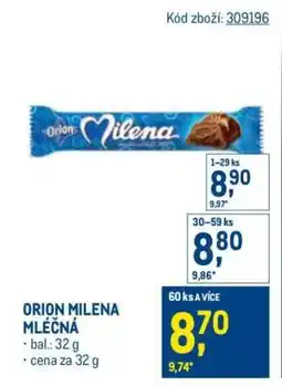 Makro Orion Milena mléčná nabídka