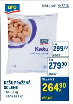 Makro Kešu pražené solené nabídka