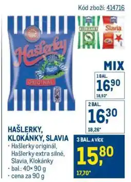 Makro HAŠLERKY, KLOKANKY, SLAVIA nabídka