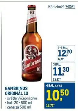 Makro Gambrinus Originál 10 nabídka