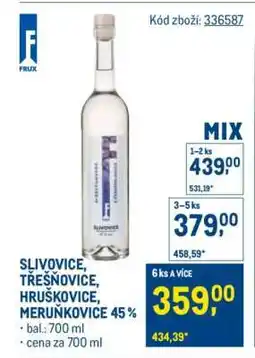 Makro SLIVOVICE, TŘEŠŇOVICE, HRUŠKOVICE, MERUŇKOVICE 45 % nabídka