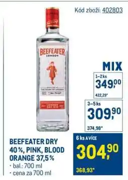 Makro BEEFEATER DRY 40 %, PINK, BLOOD ORANGE 37,5 % nabídka