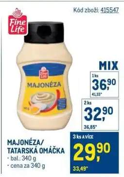 Makro Majonéza, Tatarská omáčka nabídka
