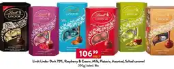 Qanto Lindt Lindor Dark 70%, Raspberry & Cream, Milk, Pistacio, Assorted, Salted caramel nabídka