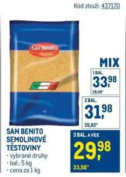 Makro SAN BENITO SEMOLINOVÉ TĚSTOVINY nabídka