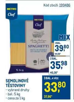 Makro Semolinové těstoviny nabídka