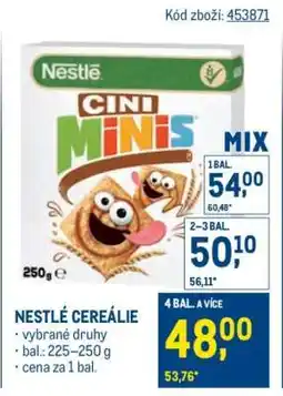 Makro Nestlé cereálie nabídka