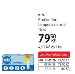 dm drogerie o.b. ProComfort tampony normal 16 ks nabídka