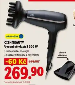 Lidl CIEN BEAUTY Vysoušeč vlasů 2 200 W nabídka