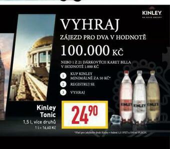 Billa Kinley tonic nabídka