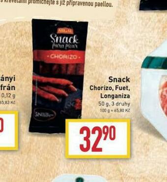 Billa Snack chorizo, fuet, longaniza nabídka