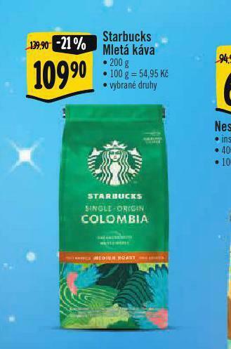 Albert Starbucks mletá káva nabídka