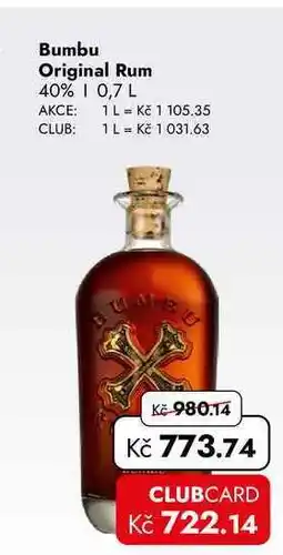 TRAVEL FREE Bumbu Original Rum 40% nabídka
