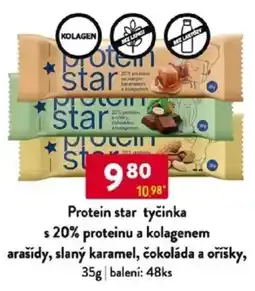 Qanto Protein star tyčinka s 20% proteinu a kolagenem arašídy, slaný karamel, čokoláda a oříšky nabídka