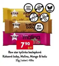 Qanto Raw star tyčinka bezlepková Kakaové boby, Malina, Mango & kešu nabídka