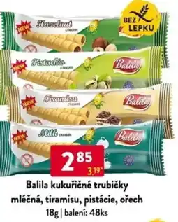 Qanto Balila kukuřičné trubičky mléčná, tiramisu, pistácie, ořech nabídka