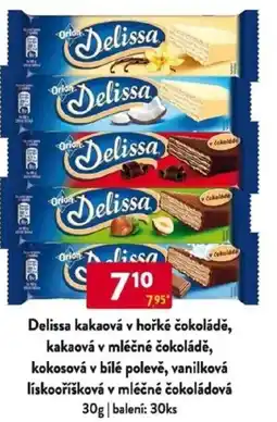 Qanto Delissa kakaová v hořké čokoládě, kakaová v mléčné čokoládě, kokosová v bílé polevě nabídka