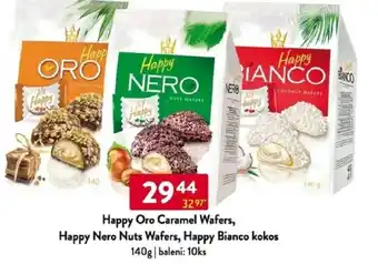 Happy Oro Caramel Wafers, Happy Nero Nuts Wafers, Happy Bianco kokos