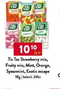 Qanto Tic Tac Strawberry mix, Fruity mix, Mint, Orange, Spearmint, Exotic escape nabídka