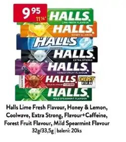 Qanto Halls Lime Fresh Flavour, Honey & Lemon, Coolwave, Extra Strong, Flavour+Caffeine, Forest Fruit Flavour nabídka