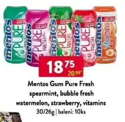 Qanto Mentos Gum Pure Fresh spearmint, bubble fresh watermelon, strawberry, vitamins nabídka