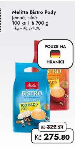 TRAVEL FREE Melitta Bistro Pody Jemné, silné 100 ks nabídka