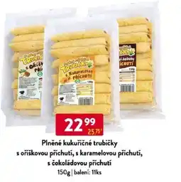Qanto Plněné kukuřičné trubičky s oříškovou příchutí, s karamelovou příchutí, s čokoládovou příchutí nabídka