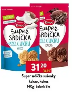 Qanto Emco Super srdíčka sušenky kakao, kokos nabídka