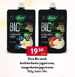 Qanto Deva Bio snack borůvka banán jogurt oves, mango-banán-jogurt oves nabídka