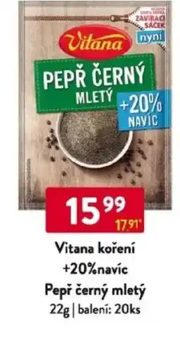Qanto Vitana koření +20%navíc Pepř černý mletý nabídka