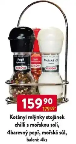 Qanto Kotányi mlýnky stojánek chilli s mořskou solí, 4barevný pepř, mořská sůl nabídka