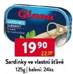Qanto Giana Sardinky ve vlastní šťávě nabídka