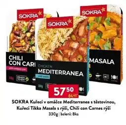 Qanto SOKRA Kuřecí v omáčce Mediterranea s těstovinou, Kuřecí Tikka Masala s rýží, Chili con Carnes rýží nabídka
